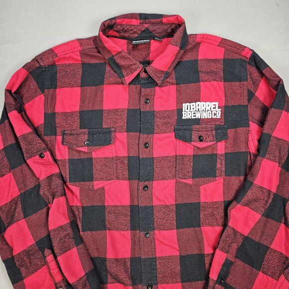 Burnside Red Lumberjack Flannel 10 Barrel Brewing Embroidered Size XL Flannel - Picture 1 of 7
